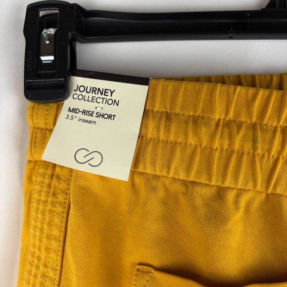 XS Yellow Cotton Short Mid Rise 3.5 Inseam Soft Tie Moisture Wicking Trapunto - Picture 8 of 11